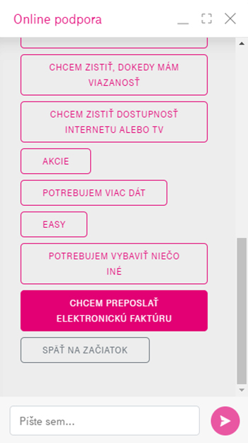 Preposlanie faktury z chatu