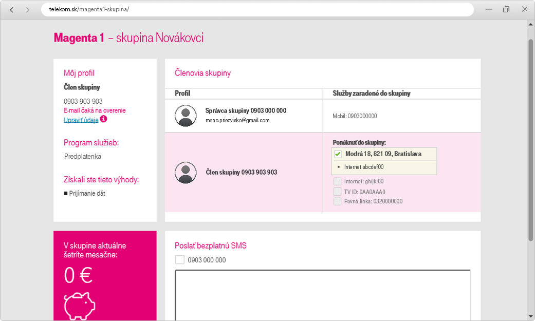 Prijatie pozvánky so skupiny Magenta 1