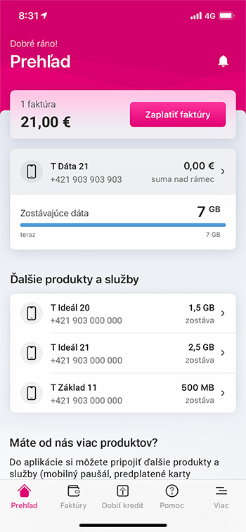 Nekonečné dáta v Telekom aplikácii - návod