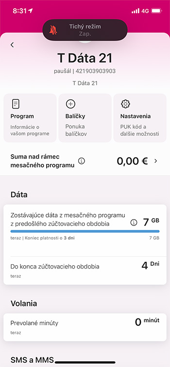Nekonečné dáta v Telekom aplikácii - návod
